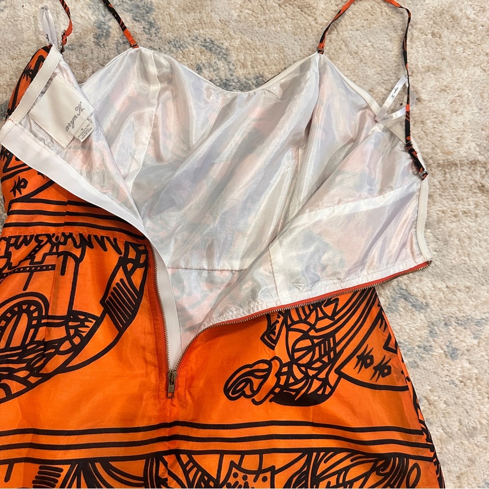 Aryn K.100% Silk Dress For Anthropologie Burnt‎ Orange and Black Sz Small - Picture 12 of 16